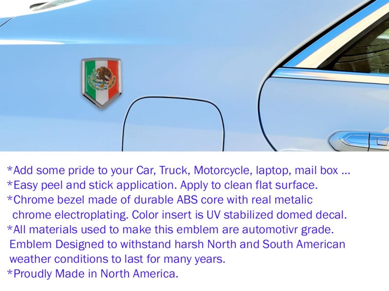 Car Chrome Decals Mexico Flag Mexican Emblem Chrome Car 3D Decal Sticker Car Chrome Decals Shield Shape - Image 3